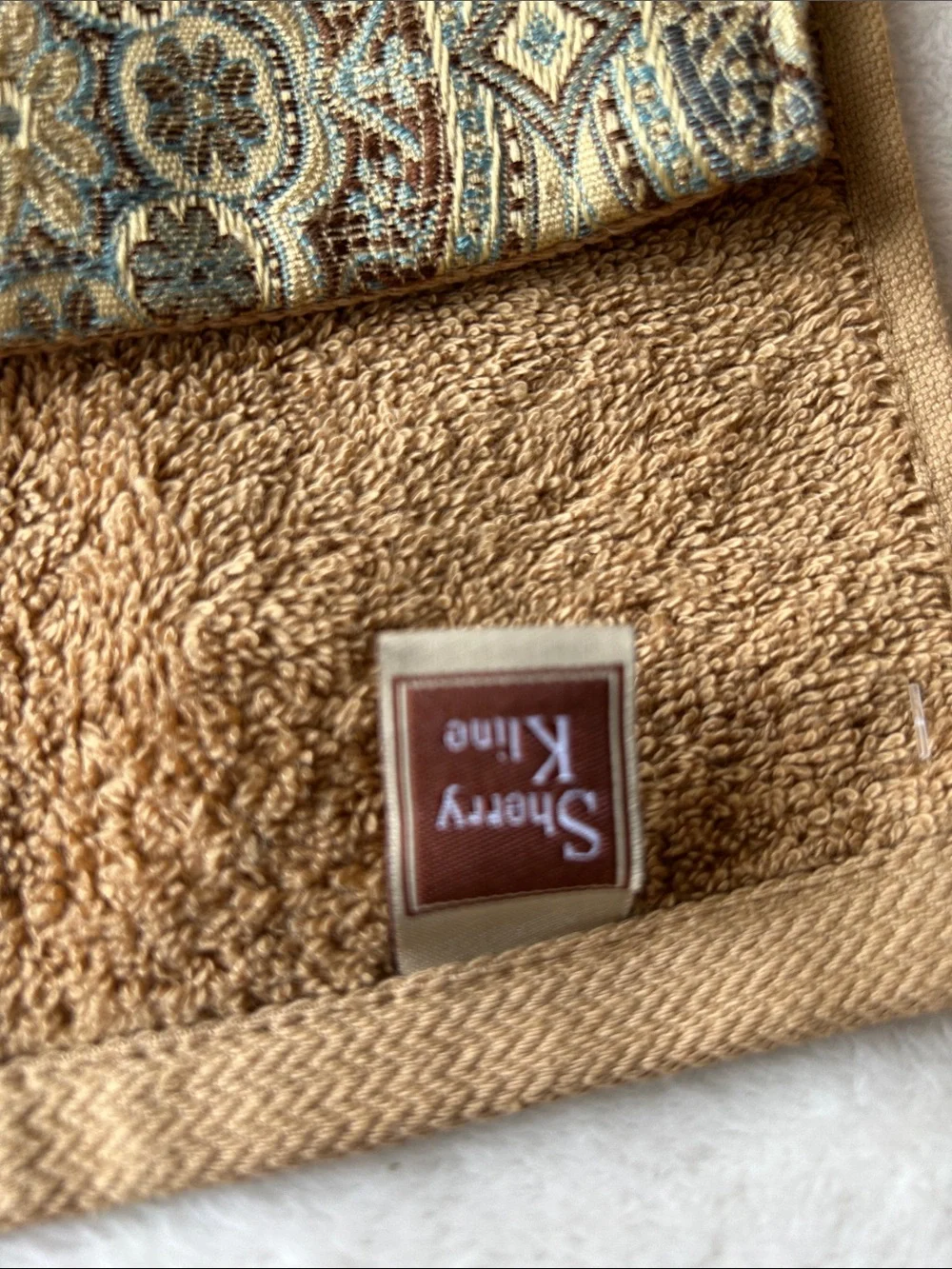 Sherry Kline Golden Brown Decorative Hand Towels with Paisley Trim set of 2
